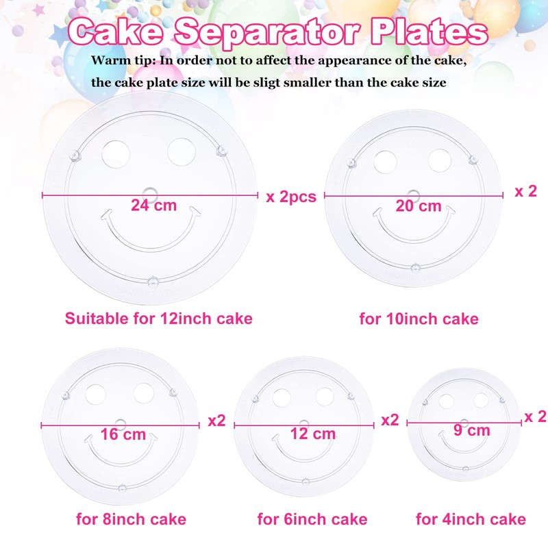 80Pcs Cake Tier Stacking Kit 10Pcs Clear Cake Separator Plates for 4, 6, 8, 1... gallery