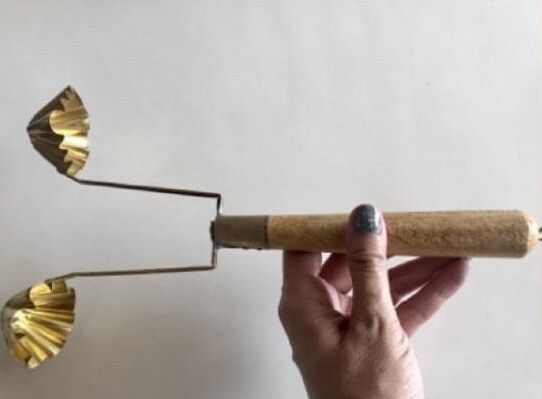 Brass Mold Krathong Tong Gold Thai Traditional Dessert Snack Wood Handle (2Cups) gallery