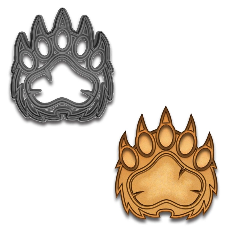 Bear Claw Cookie Cutter & Stamp – 4×3.59″ (Random Color)