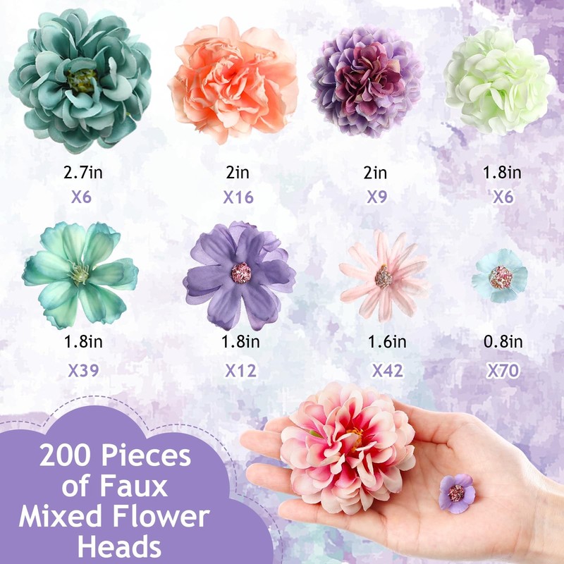 Cindeer 200 Pcs Fake Flower Heads For Crafts Mini Silk Flower Heads Faux Rose gallery