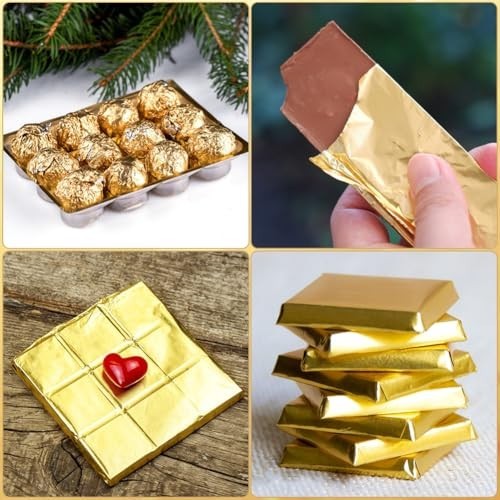 500 Pcs Gold Chocolate Candy Wrappers, 6.3x7.5 Inch Thick DIY Gift Wrap gallery