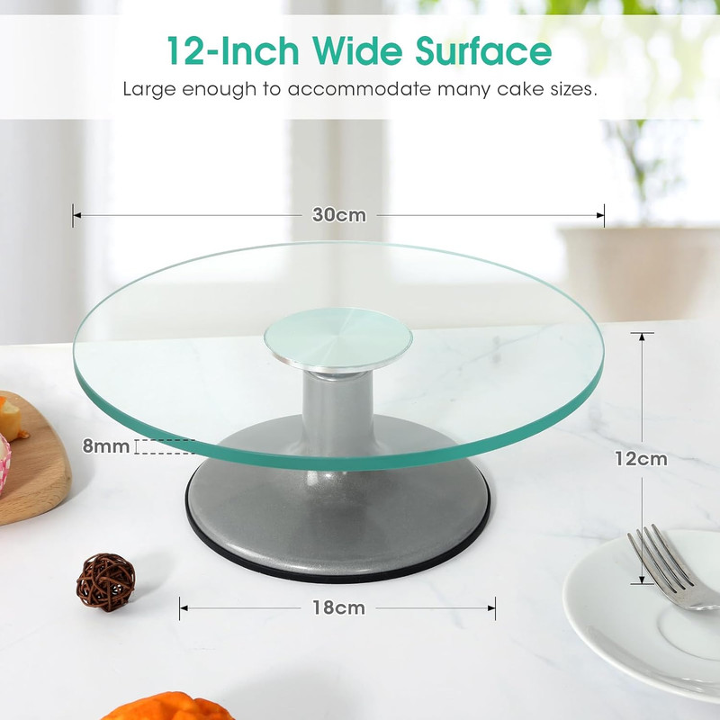 12" Glass Cake Decorating Stand Rotating Revolving Cake Turntable Pastry Holder gallery