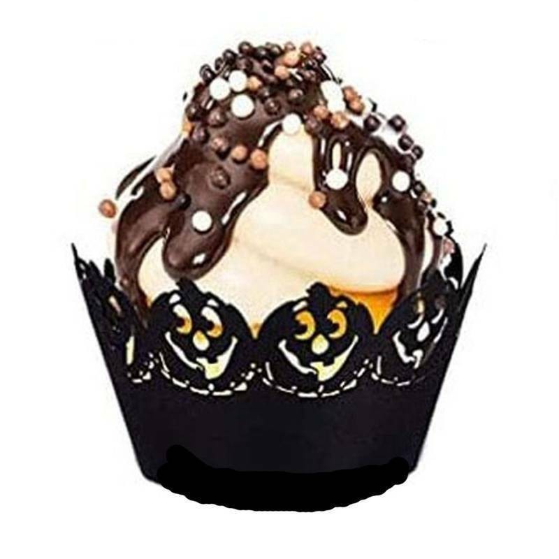 Halloween Pumpkin Wrapper 12PCS/Set For Party black Lace Baking Cup Cupcake gallery