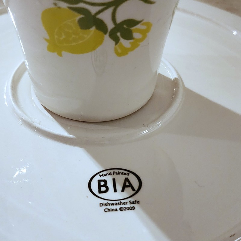 Yellow-Green Cake Stand BIA Cordon Bleu Porcelain Round Floral Print 12" Wide gallery