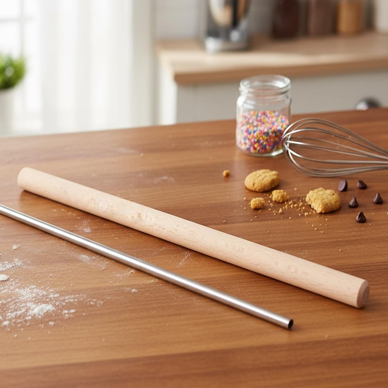 2 Pack Italian Rolling Pins Set 11.8-inch Wood Rolling Pin for Baking Stainle... gallery