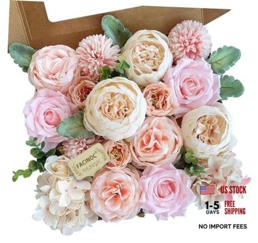 Peonies Artificial Flowers Pink Silk Roses Bulk for Blush Pink, Peach, Cream