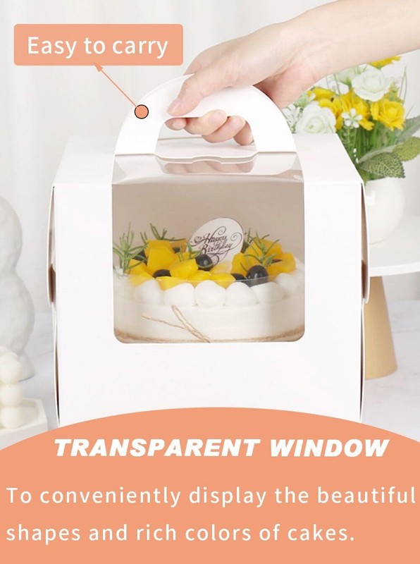 20Pcs 5×5×4 Inches Mini Cake Boxes-Solid White with Carry Handles and Cake Bo... gallery