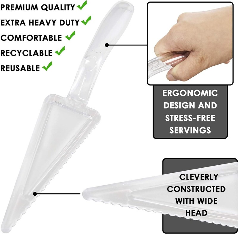 6 Pack 10 Inch Plastic Pie Server - Clear Disposable Cake Servers & Cutter gallery