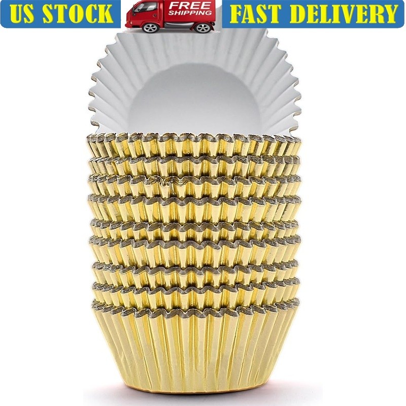 200 Pack Grease Proof Food Grade Disposable Baking Foil Reusable Muffin Liners