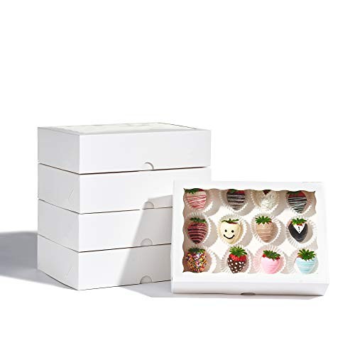 PCS 10 x 7 x 2.5 inches Elegant Cookies Boxes, 4 Elegant White Strawberry Box gallery