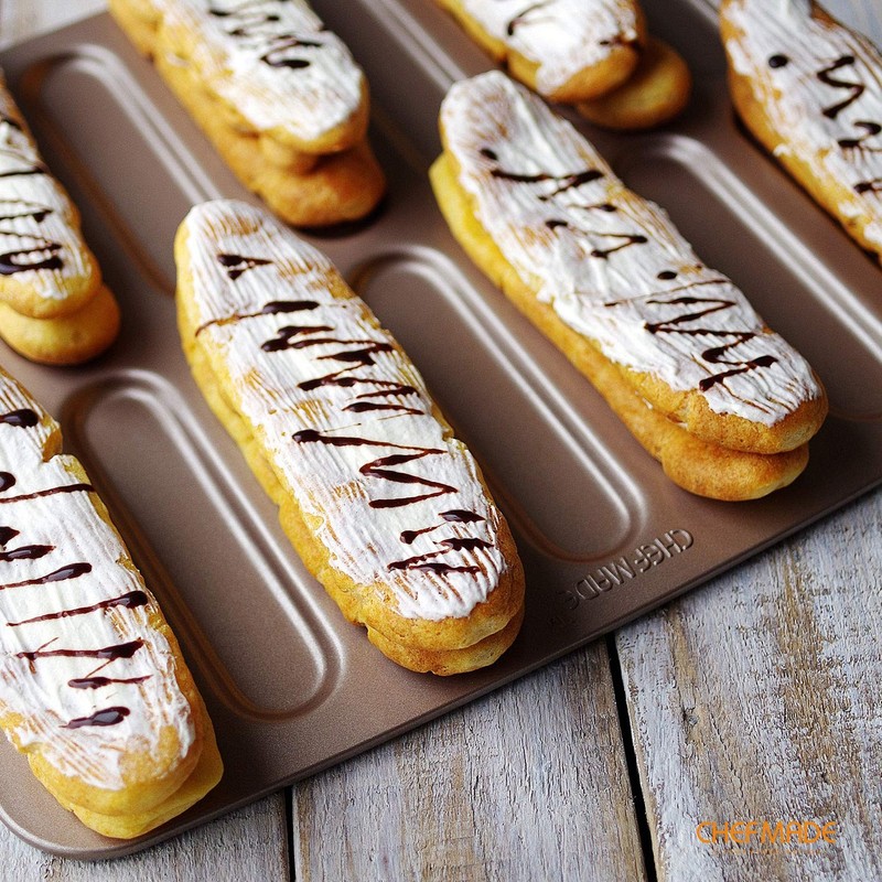 CHEFMADE Eclair Cake Pan, 14-Cavity Non-Stick Mini Eclair Cookie Biscuits Bakewa gallery