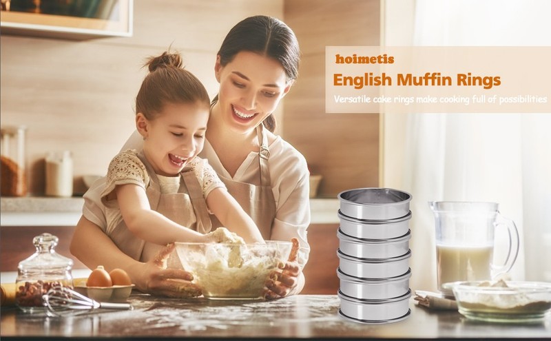 Crumpet Rings 6Pcs, 3.15" English Muffin Rings, Stainless Steel Double Rolled gallery