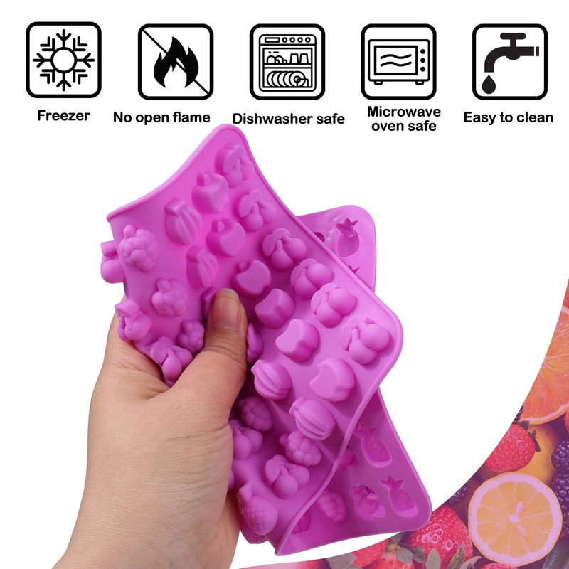 4PCS Mini Fruit Snack Molds Silicone, Gummy Molds Trays with Dropper for Candy C gallery