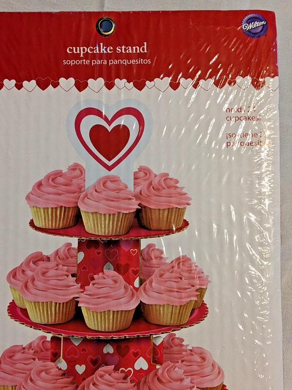 WILTON CUPCAKES 2-Tier DESSERT STAND HOLDS 24 CUPCAKES! - Valentine, Hearts, Red gallery