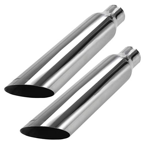 2 PCS Universal Stainless Steel Exhaust Tip 2.25" Inlet 3.5" Outlet 18" Long