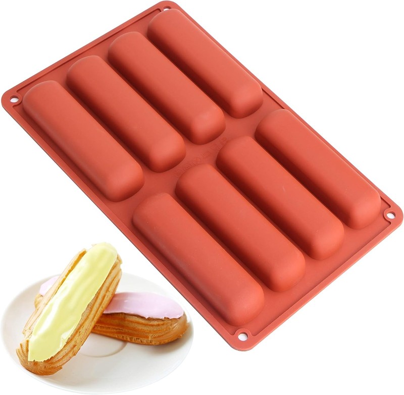 Webake Twinkie Cake Pan Silicone Eclair Mold, 2-Pack Finger Shaped Molds Red gallery