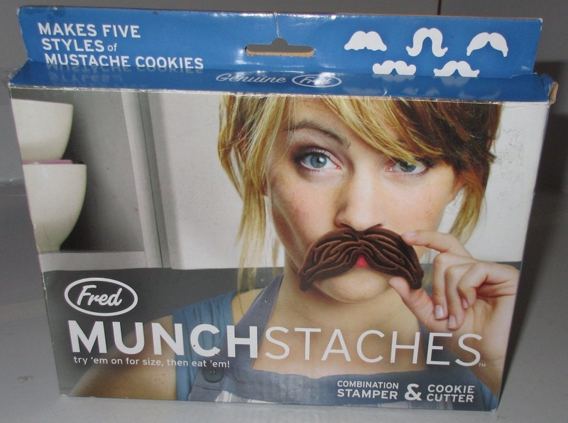 FRED BRAND MUNCHSTACHES 5 MOUSTACHE SHAPED COMBINATION COOKIE CUTTERS & STAMPER gallery