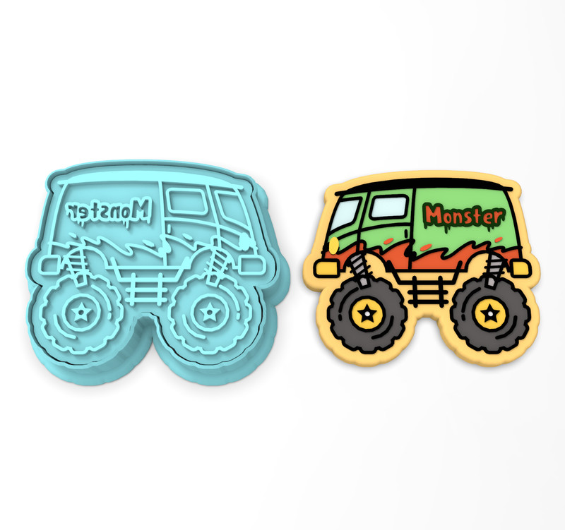 Monster Truck Cookie Cutter & Stamp | Car Boy Birthday Demolition Racing #3