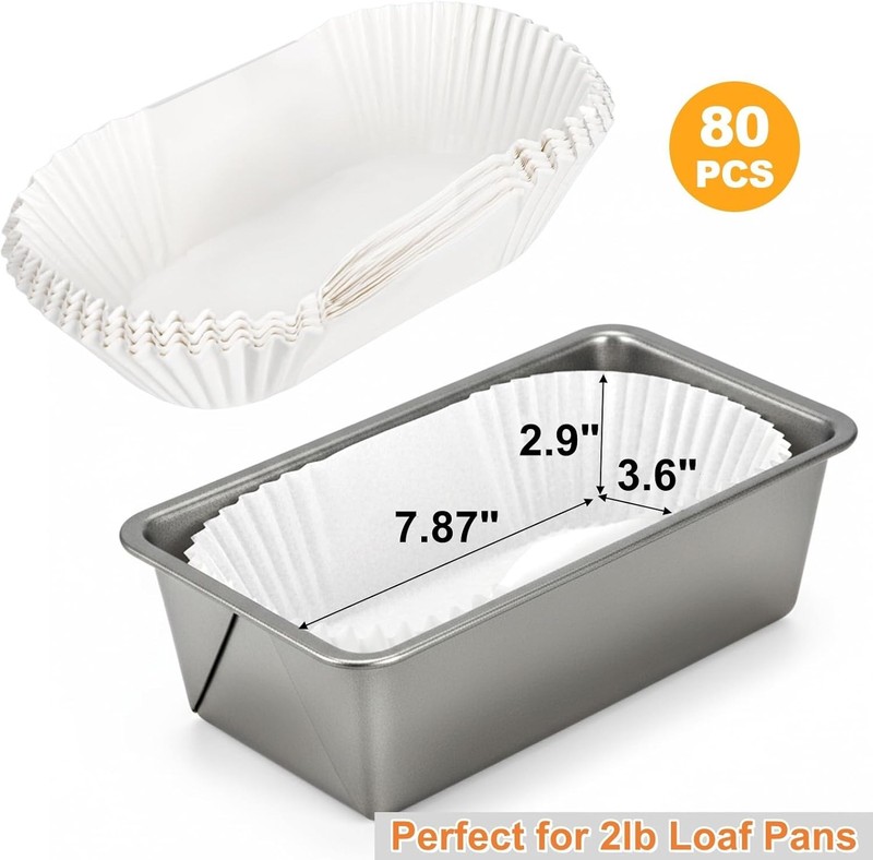 80 PCS Bread Baking Liners, 2 LB Paper Loaf Pan Liners, Greaseproof gallery