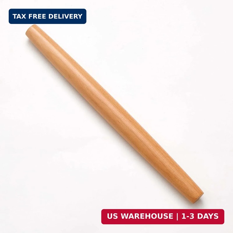French Rolling Pin for Dough – Fulimax 16″ Classic Wood Rolling Pins for Baking,