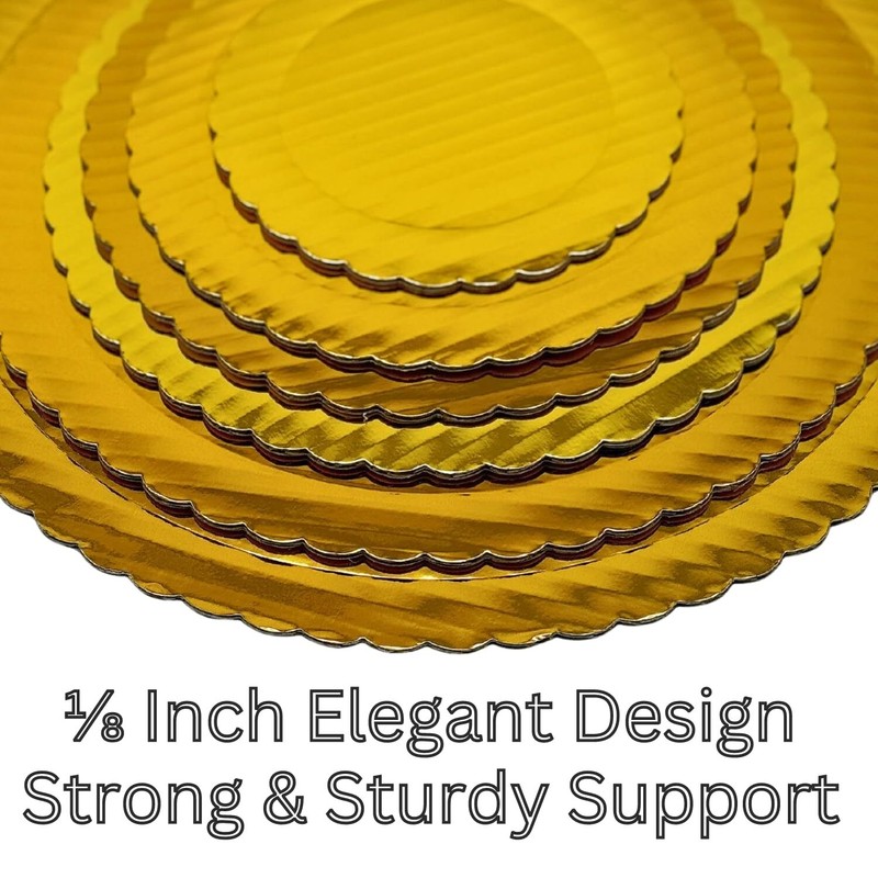 14" Round Gold Scalloped Cake Board 25pcs gallery