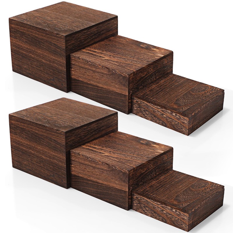 Barydat 6 Pcs Wood Display Risers Rustic Cupcake Stand Food Risers for Buffet…