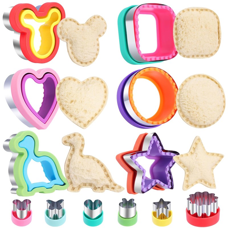 12 Pcs Sandwich Cutter and Sealer Set, Bread Decruster Pancake Maker DIY Cook...