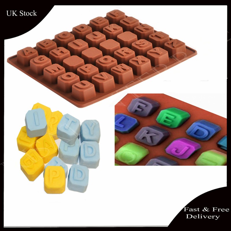 2 Pack ALPHABET BLOCKS Letters Silicone Mould Chocolate Fondant Wax Melt Mold gallery