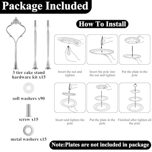 15 Sets 3 Tiered Cake Stand Hardware Kit, Zinc-Alloy Heavy Duty | 3 Tier Cake gallery