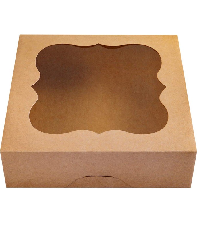 15-Pack 10″x10″x3″Brown Bakery Boxes with PVC Window for Pie and Cookies Boxe…