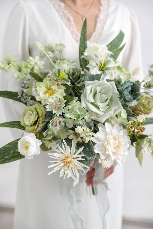 rongflower Forest Green Fake Rose Silk Flowers Combo Box Set Decor gallery