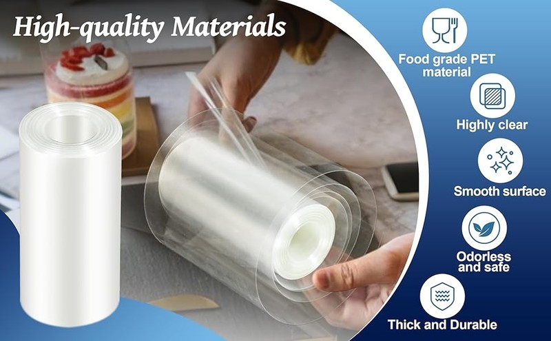 3 Rolls 4 x 394 inches of Cake Collars for Baking, Transparent Acetate Sheets, gallery