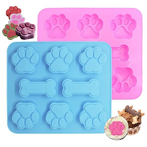 2 Pack Silicone Molds Puppy Dog Paw and Dog Bone Silicone Dog Blue and Pink gallery