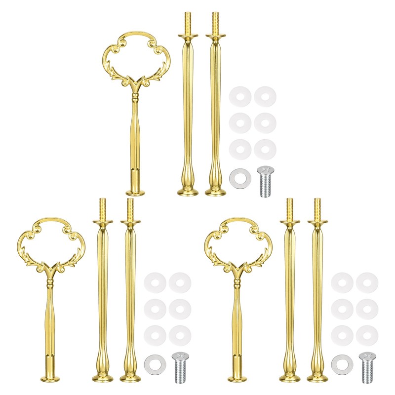 3 Set Cake Tray Stand Handle Plate Hardware Fitting 3-Tiers Sunflower Gold