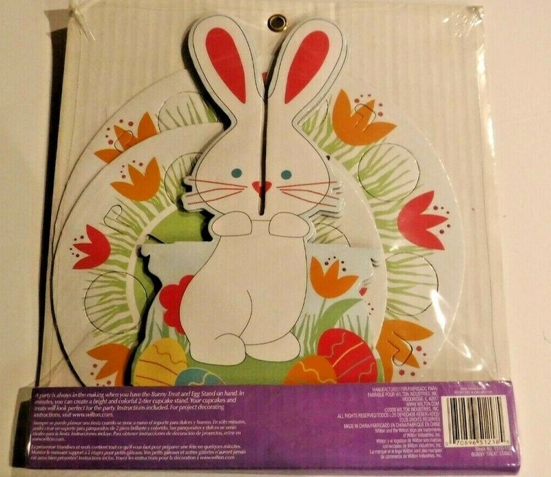 Wilton Bunny Treat and Egg Stand 2 Tier Paper Cardboard Party Birthday Rabbit gallery