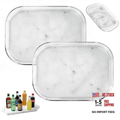 2-Pack Fridge Organizers and Storage,360° Refrigerator Lazy Susan for