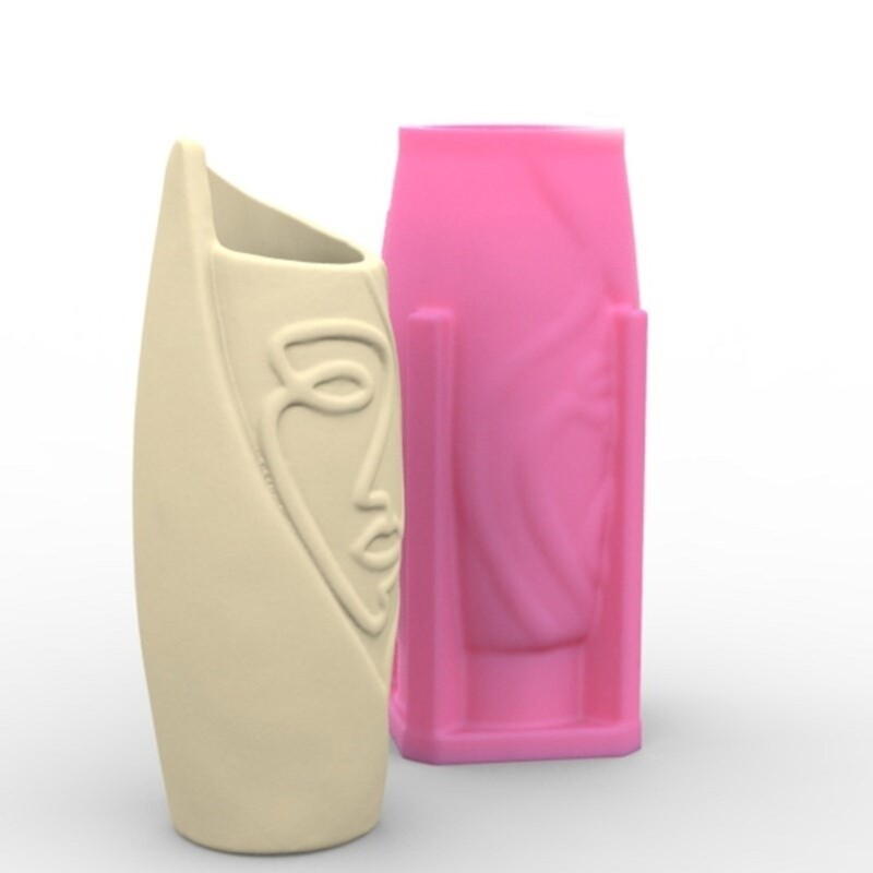 Artistic Half Face Vase Silicone Mold Handmade Succulent Pots and Planter Moulds gallery