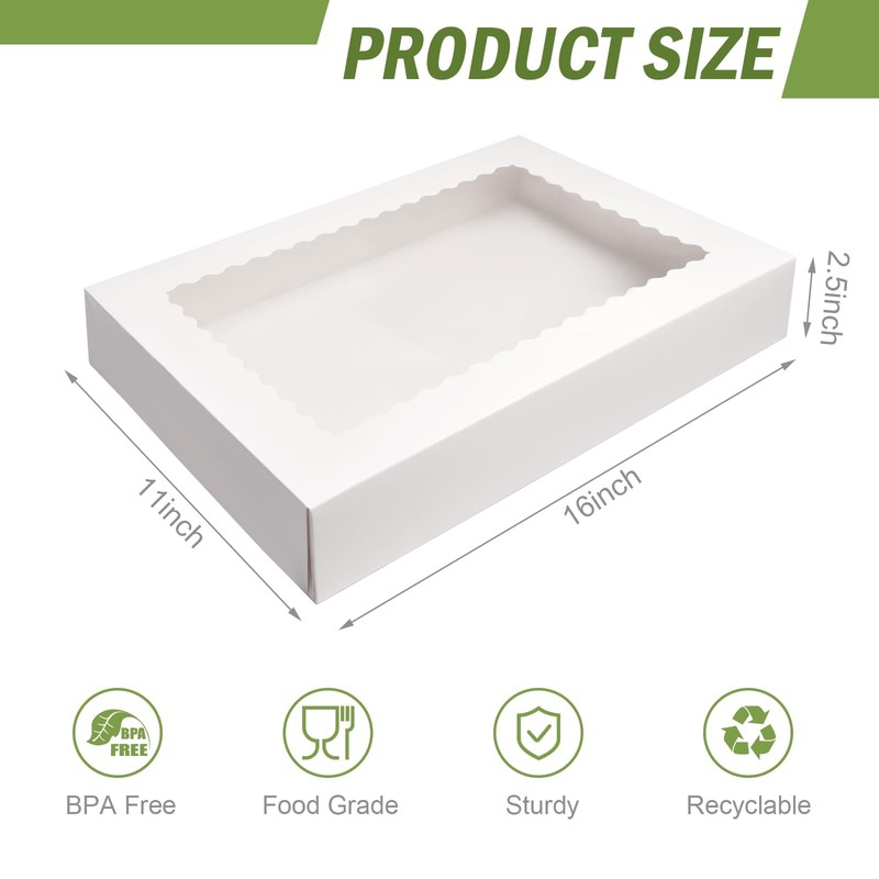 12 Pack Large Cookie Boxes with Window, 16x11x2.5 Inches Auto-Popup Bakery Bo... gallery