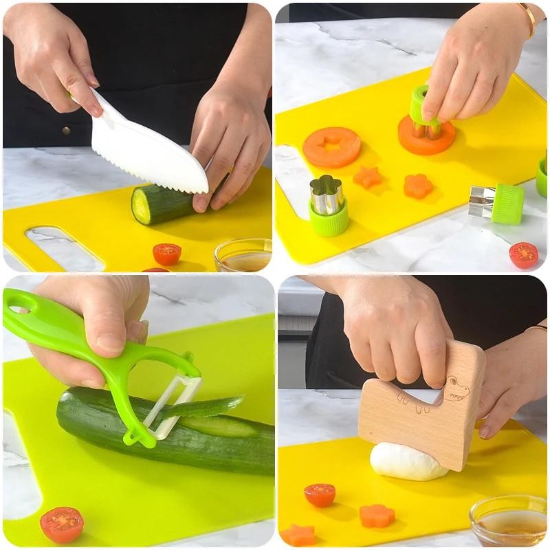 Kids Cooking Cutter Set Plastic Knife Toddler Safe Fruit Cake Diy Kitchen Tools gallery