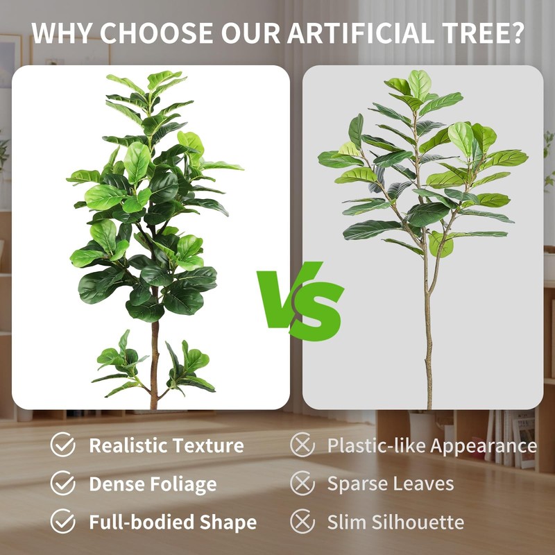 Pepeuni 5Ft Artificial Fiddle Leaf Fig Tree White Planter Fake Moss Realistic gallery