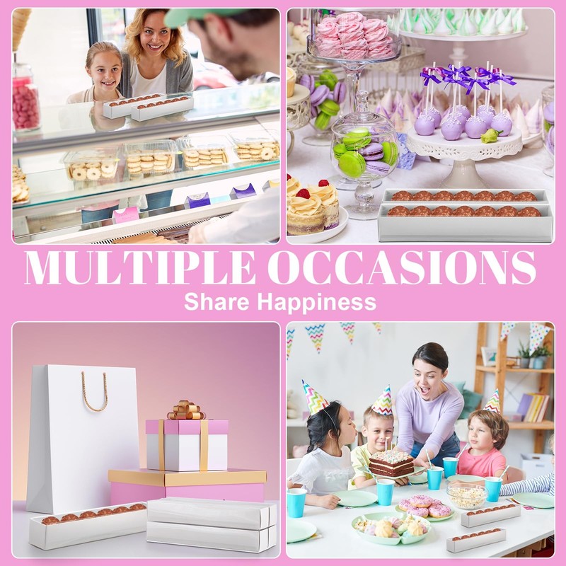 70 PCS 9x1.6x1.6 Inch Clear Truffle Boxes Window Chocolate Candy Bakery gallery