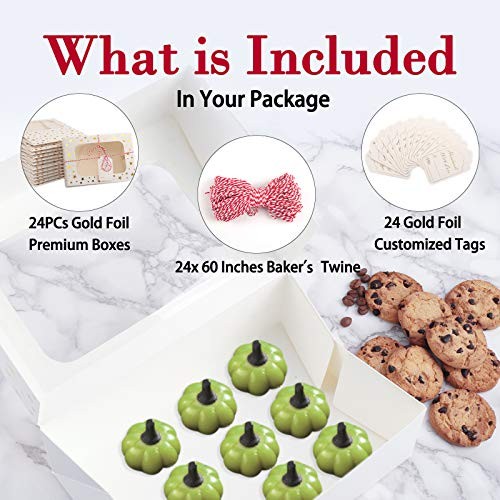 24 PCS Christmas Cookie Boxes for Gift Giving, 9x6x3 Golden Gold Star-24Packs gallery