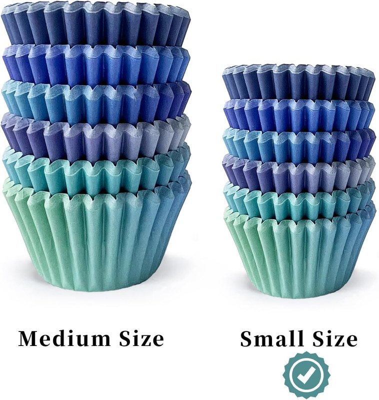300PCS Mini Gradient Cupcake Liners Cupcake Cups 6 Designs Small Blue Gradient C gallery