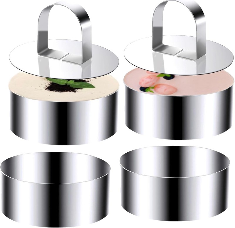 Round Cake Ring Molds, Stainless Steel 4 Inch Food Rings Dessert Mousse Cooking