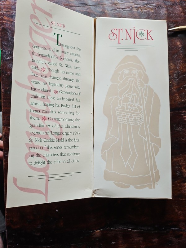 Longaberger Pottery Cookie Mold Brown St Nick Santa Christmas 1993 NEW NOS gallery
