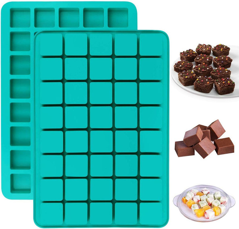 2 Pack 40-Cavity Square Caramel Truffles Silicone Mold,Chocolate Hard Candy Mold