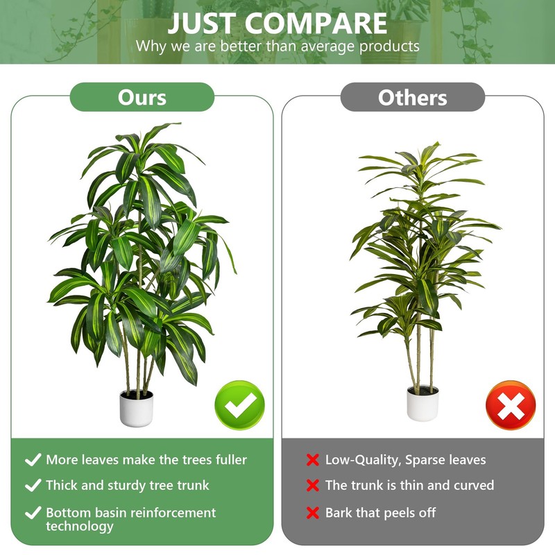Zinloo Artificial Dracaena Tree 5Ft Artificial Indoor Tree Large Indoor Plant gallery