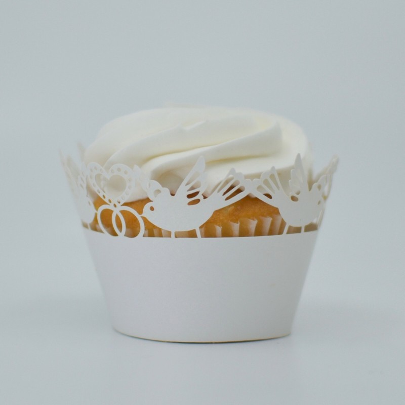 White Dove Hearts Cupcake Wrapper, 25 PC set | Bakell® Wrappers and Liners