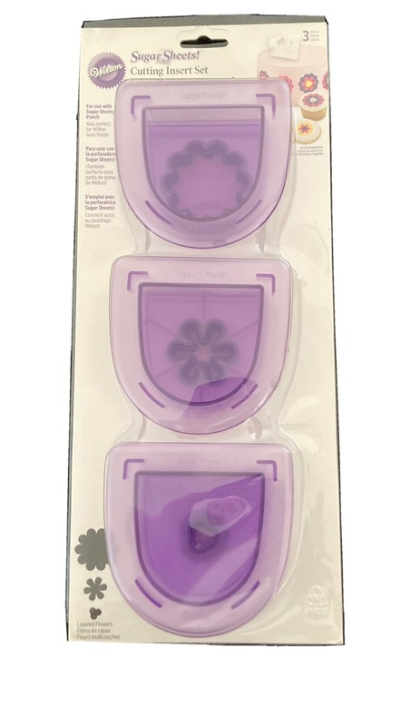 Wilton Sugar Sheets Layered Flowers 3 Piece Cutting Insert Set New