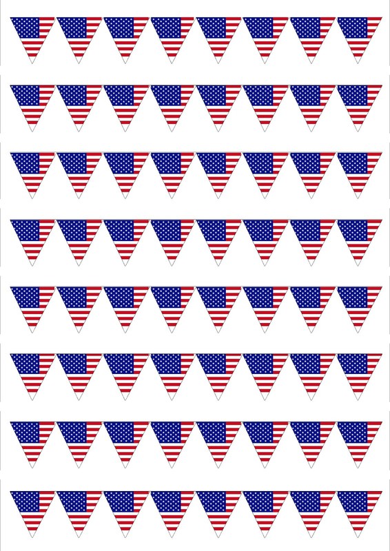 Cake Topper USA American Flag SMALL Style Bunting BorderEdible Wafer Paper/Icing